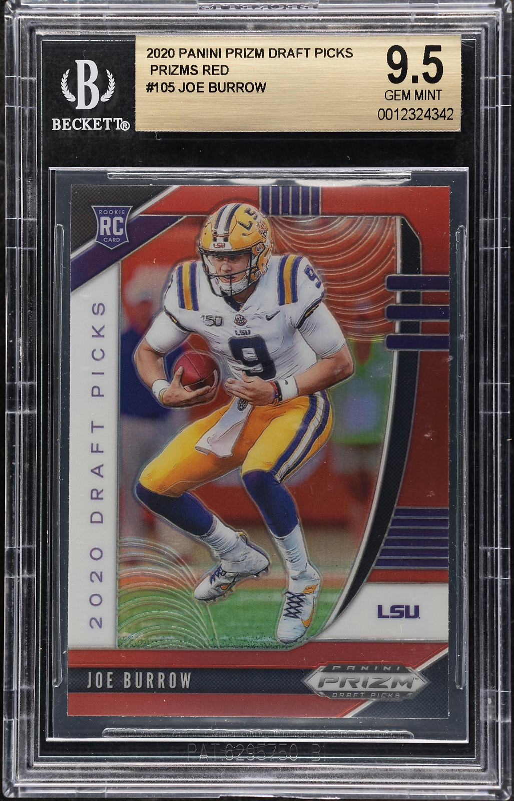 2020 Panini Prizm Draft Picks Joe Burrow Red Prizm #105 BGS 9.5 Rookie RC