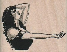 Begging Lady 2 1/2 x 2" Rubber Stamp, Lady Stamp, Woman Stamp