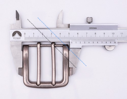 Quality Solid Men Silver Double Tongue Pin Prong Belt Buckle Fit 38MM Belt Strap - Picture 10 of 10