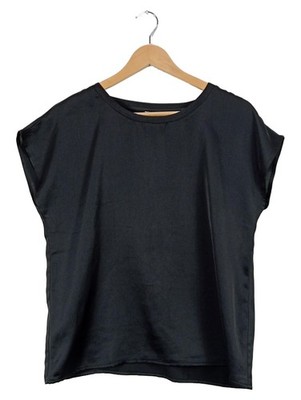 JDY Damen T-Shirt Bluse Schwarz Gr. S 36 Kurzarm Basic Satin-Optik