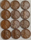 1916S 1917S 1918S 1919S+16PD+17PD,18PD,19PD-12 FINE Wheat Cents-SEE DESC Lot 93