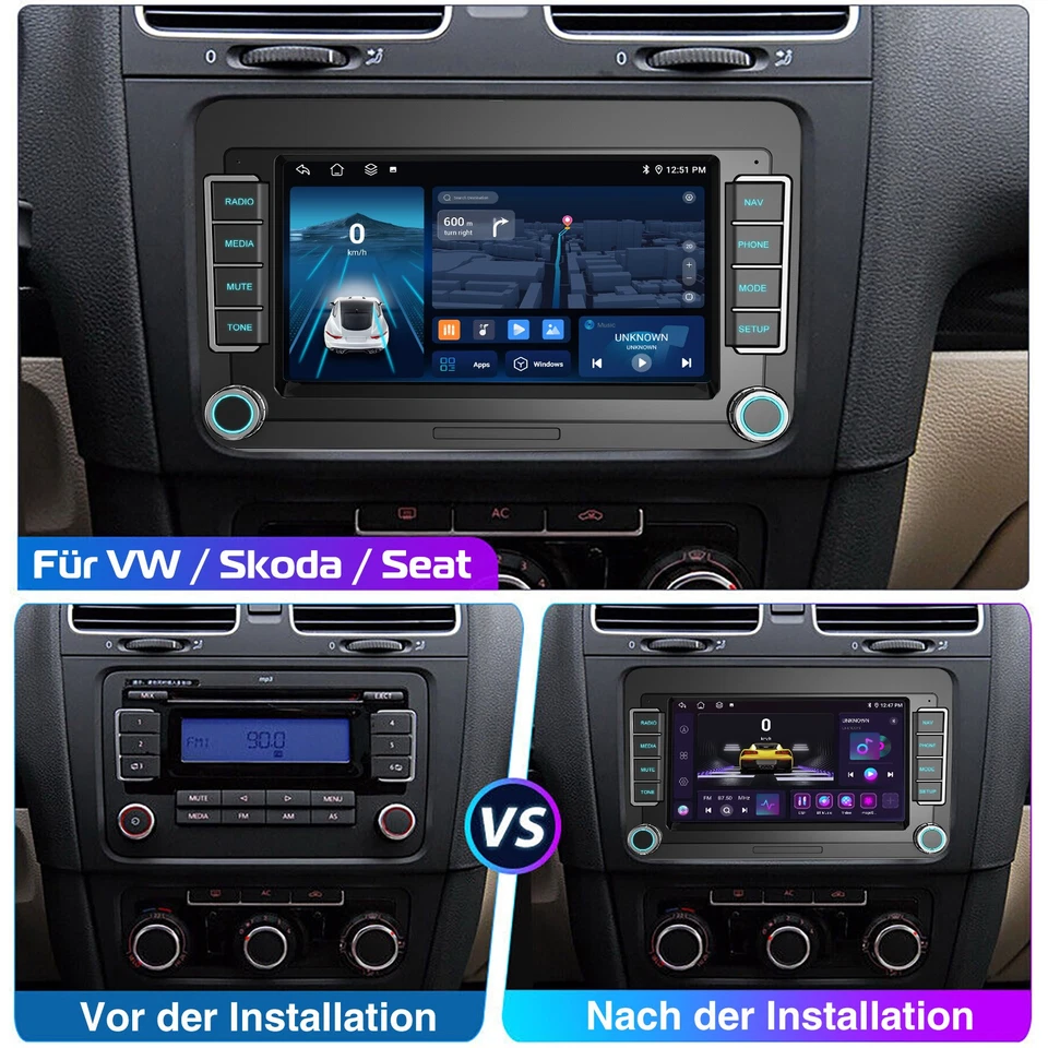 DAB+ Android14 6+128G Carplay Autoradio GPS 4G Für VW GOLF 5 6 Passat Tiguan EOS - Bild 4 von 4