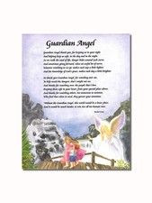Guardian Angel 4 with Children on Bridge Poem Wall Picture 8x10 Art Print