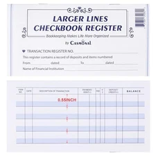 Larger Lines 20 Pack Checkbook Register, Check Registers for Personal 20PCS