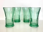 Vintage Libbey Coca Cola Heavy Green Flared Glasses