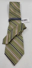 Perry Ellis Portfolio Silk Tie Grey Striped 59 x 3.75 Necktie - Brand New