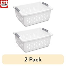 2 Pack Large Stackable Storage Baskets Open Plastic Organizers Space Saving New