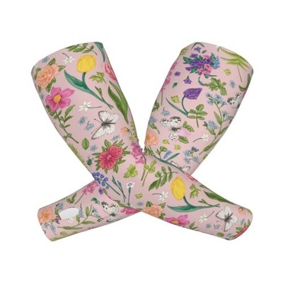 Gardening Sleeves For Women Men, Farm Sun One Size Floral Butterflies Pink