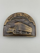   Keep On Truckin  Truck  Trailer Semi Belt Buckle  Indiana Metal Craft Vintage