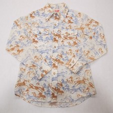 Vintage Levis Panatela Shirt Mens Medium Horse AOP Western 70s Americana Cowboy