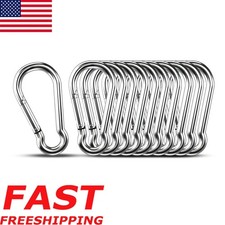 304 Stainless Carabiner Hooks 10pcs 1.57" Spring Snap for Hiking Rope Chains