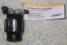 Orbit ~ 67025 Four Barbed Ports Quad Full-flow Drip Irrigation Manifold