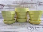 Vintage Mccoy Basketweave Yellow Ceramic Planter Vase Set of 3