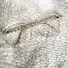 Vintage Round Clear Unisex Eyeglasses 145 Retro 80s 90s Acetate Frames