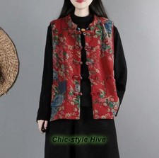 New Chinese Style Vest Buckle Tops Women Casual Cotton Retro sleeveless jackets