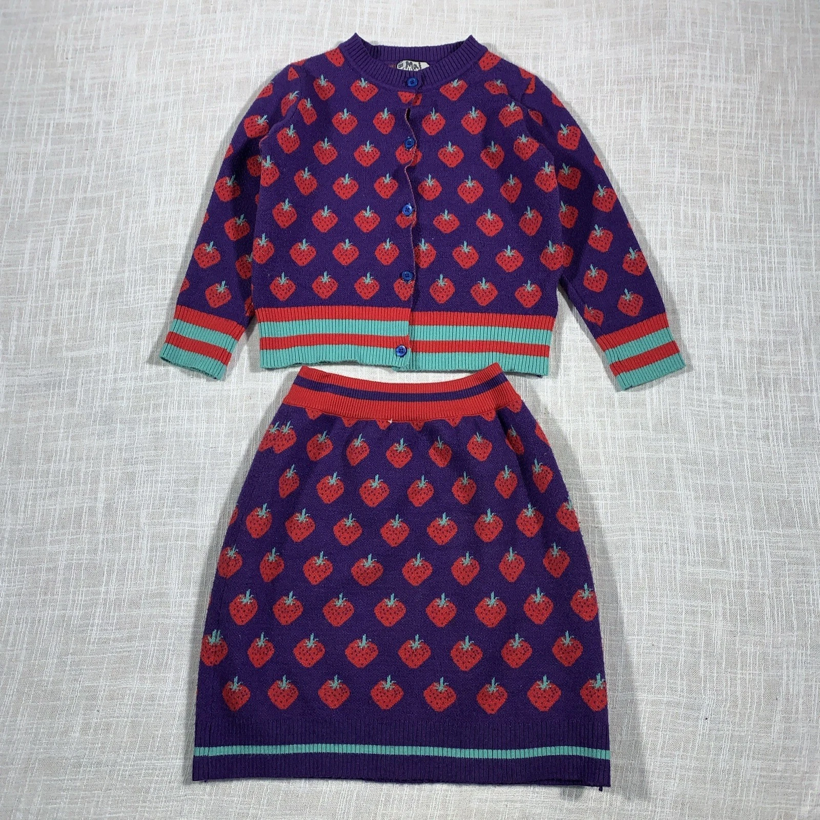 Gucci Set Gonna Maglione Stampa Fragola Bambina 120