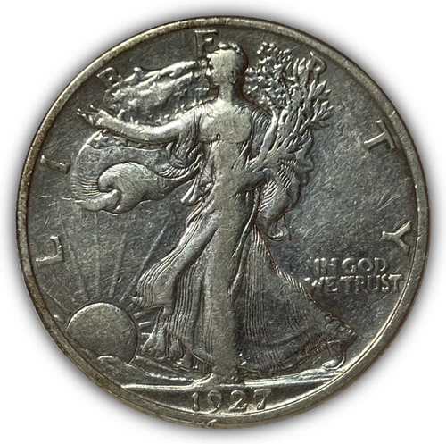 1927-S Walking Liberty Half Dollar Extremely Fine XF Coin, Cleaning #27327
