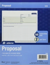 Adams Carbonless Duplicate Proposal Book 50 Sets Office Business Forms