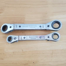 2 Pc Craftsman Sears USA Ratcheting Offset Wrench Set Read Description