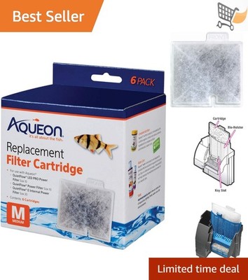 Aquarium Replacement Filter Cartridges Medium 6 Pack Activated Carbon Dual-Sided