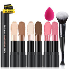 6 Colors Cream Contour Stick Makeup Contour Kit,Double-Ended Cream Bronzer Stick