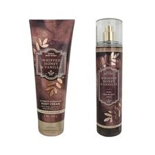 SET OF 2 New Bath & Body Works Whipped Honey And Vanilla Body Cream, 8 oz + Mist