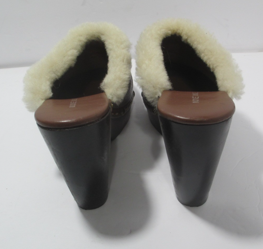 SAOLA Zoccoli Nine West Sherpa Mules donna 7 5M pelle marrone suola legno