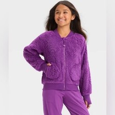 Brand New All in Motion Girls' Quilted Fleece Jacket - Purple, Size XL 14.