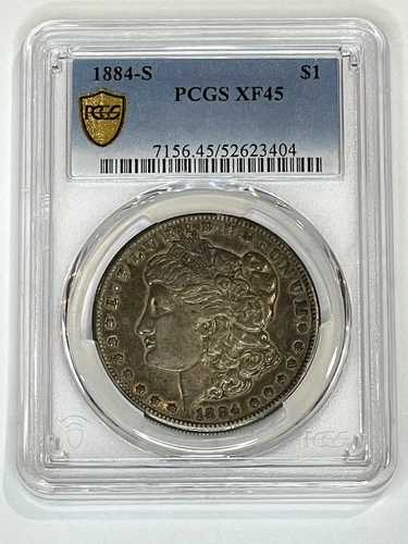 1884-S Morgan Silver Dollar PCGS XF45 ~ Nice Original Coin ~ Gold Shield