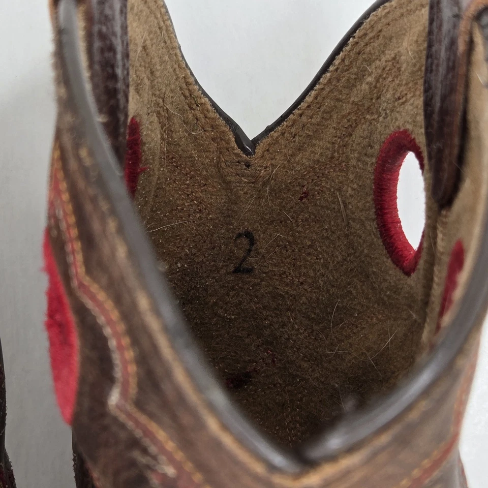 Botas occidentales ARIAT Tombstone para niños talla 2 zapatos de cuero marrón punta cuadrada suave Foto 3 de 4