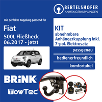 FüR Fiat 500L FließHeck 06.2017-Jetzt AHK Abnehmbar +7Pol Spezifisch E-Satz PKW