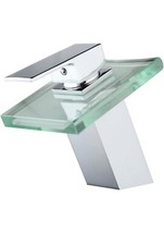 Chrome Bathroom Faucet Waterfall Glass Spout Single Handle Bathroom Sink Faucet