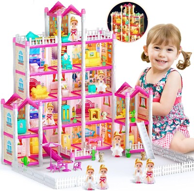 *NEW* Barbie Dreamhouse, 4-Story Rooms Doll House with Dolls Toy Figures