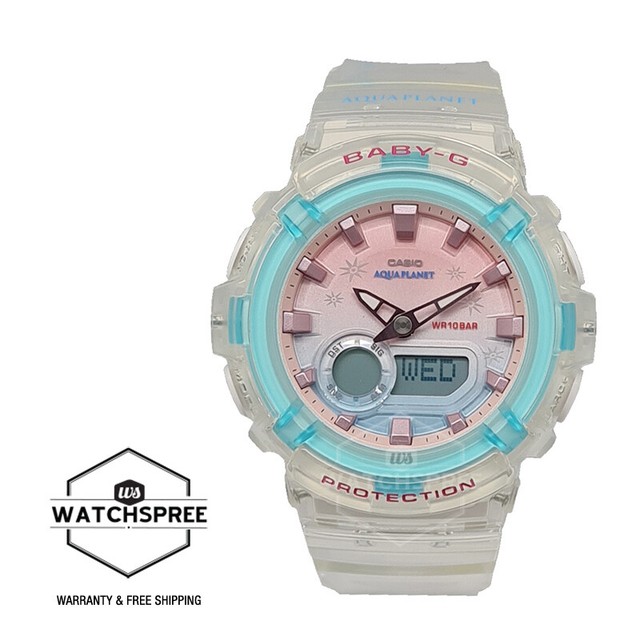 Casio Baby-G AQUAPLANET Collaboration Transparent Resin Band Watch BGA280AP-7A Casio Baby-G AQUAPLANET Collaboration Transparent Resin Band Watch BGA280AP-7A
