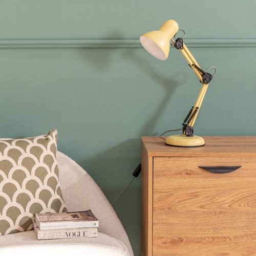 Yellow Desk Table Lamp Craft Office Task Reading Light Adjustable Arm Head - Picture 5 of 8