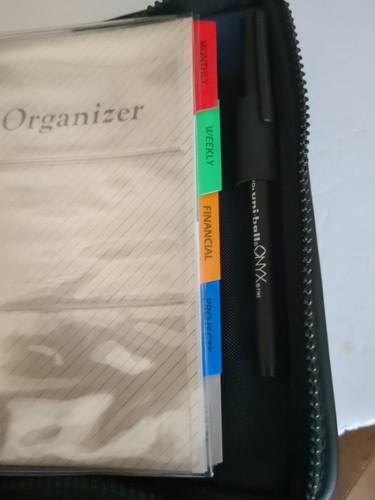 Vintage 90s Day Planner Navy Blue Zip Around Personal Organizer - Picture 6 of 13