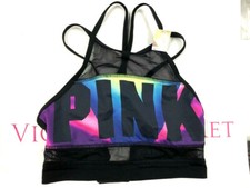 Victoria's Secret PINK Ultimate Unlined Strappy Sports Bra Multi-color Logo NWT