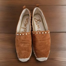 Sam Edelman Koda Loafer Women's Size 7.5 Brown Suede Espadrille Slip On Comfort