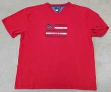 TOMMY JEANS VINTAGE AMERICAN FLAG DISTRESSED T-Shirt Mens 2XL red