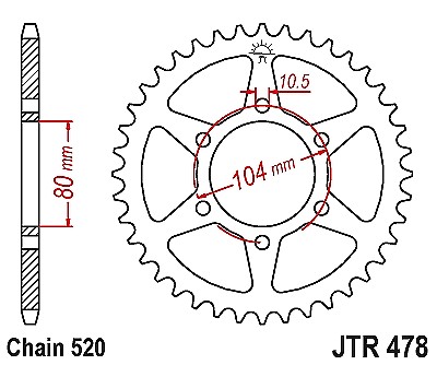 Kawasaki ER-6f (EX650 ECF-FGF) 2012-2016 Rear Sprocket JTR478-46