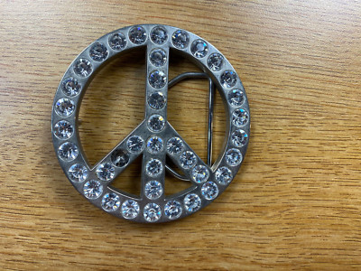 Rhinestone Peace Symbol Belt Buckle | eBay display picture 1