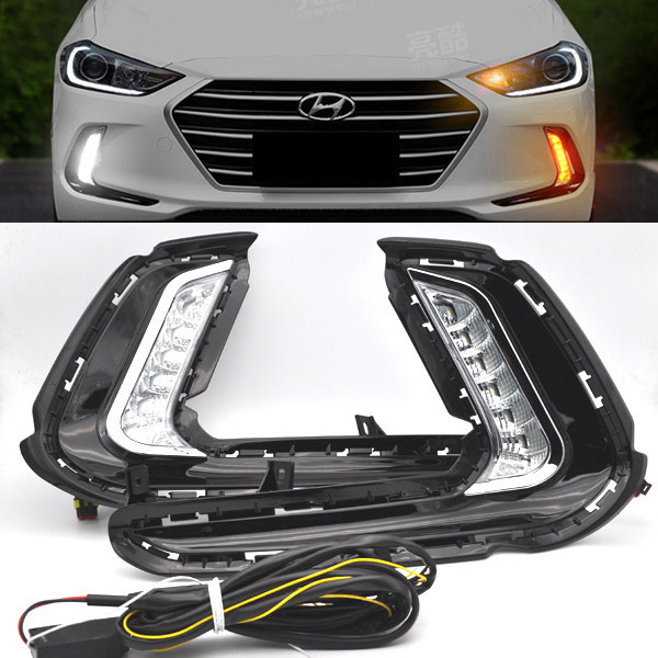 2x Daytime Running Lamp LED Fog Turn Signal light For Hyundai Elantra