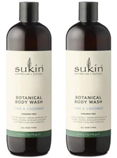 (2 Pack) SUKIN - Botanical Body Wash, LIME & COCONUT, 16.9 oz - PRIORITY MAIL