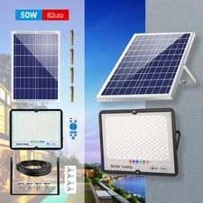 50W 100W 200W LED Solar Flood Light Outdoor Dusk to Dawn Remote Control Bright