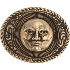 Brass Art Sun God Face Sunrise Hippie Boho Retro Cool 1970s Vintage Belt Buckle