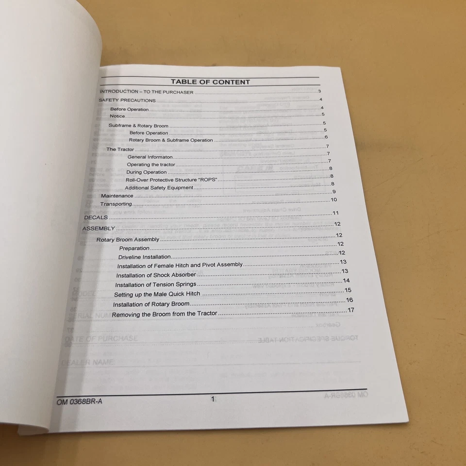 Case Operator's Manual BRX172 72" Rotary Broom for Tractors D/DX29, 33 35 40 45 - Image 4 of 4