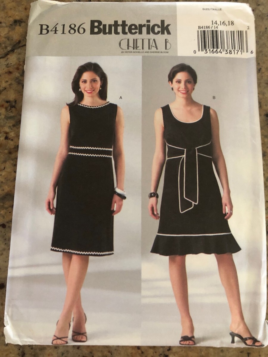 BUTTERICK #B4186-LADIES SLEEVELESS-FITTED-STRAIGHT LINE DRESS PATTERN 14-18FF | eBay BUTTERICK #B4186-LADIES SLEEVELESS-FITTED-STRAIGHT LINE DRESS PATTERN 14-18FF | eBay