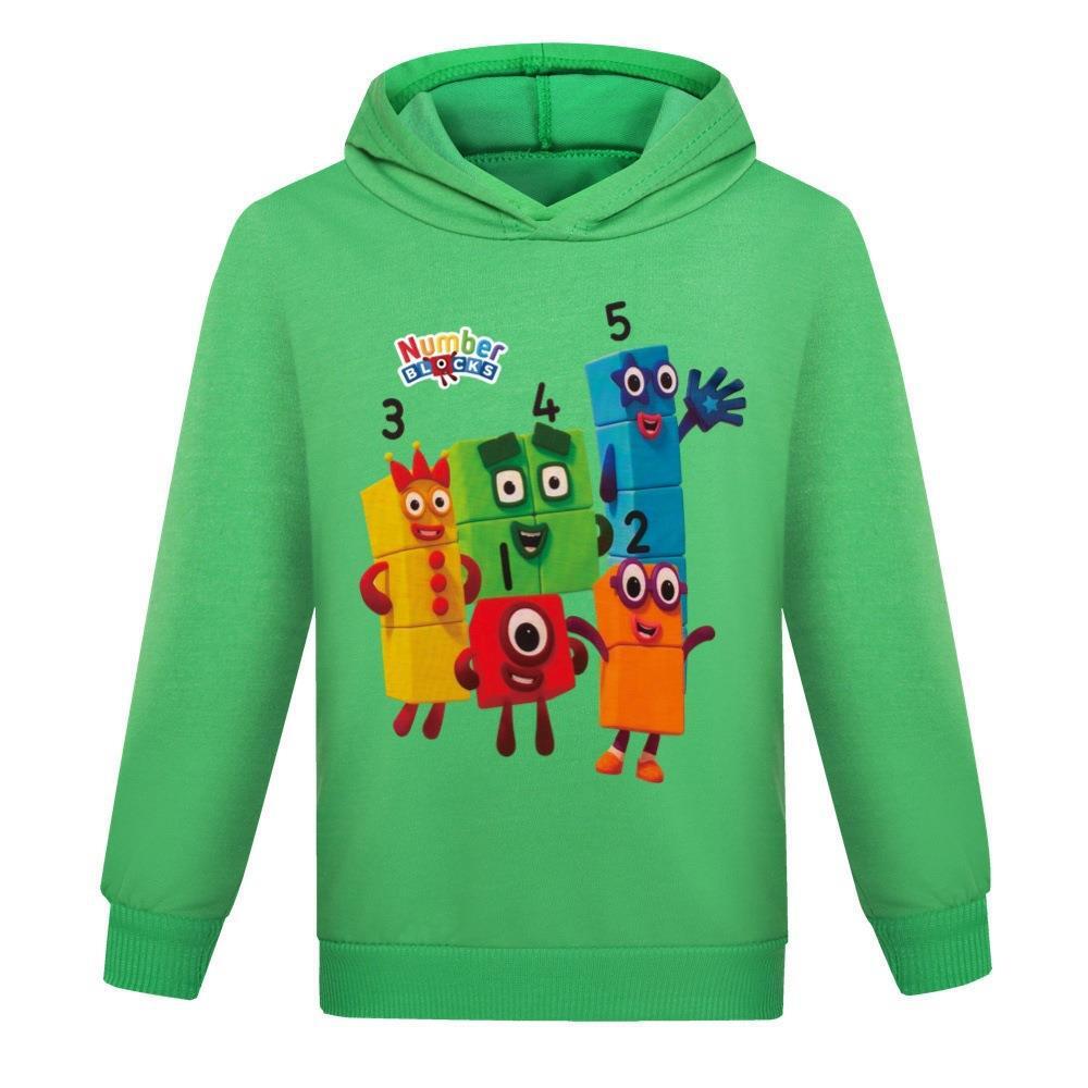 Kids Boys Girls Number Blocks Hoodies Long Sleeve Jumper Sweatshirt