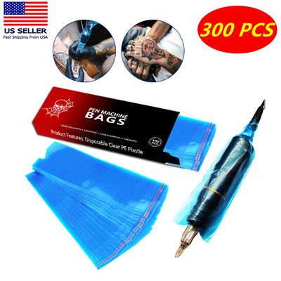 300X Disposable Tattoo Pencil Case Machine Power Bag Pen Clip Cord Sleeves Cover