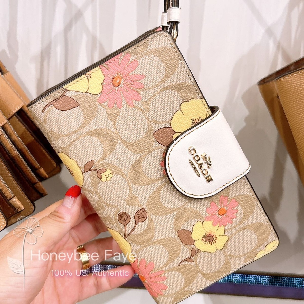 NWT Coach Tech Wallet In Signature Canvas With Floral Cluster